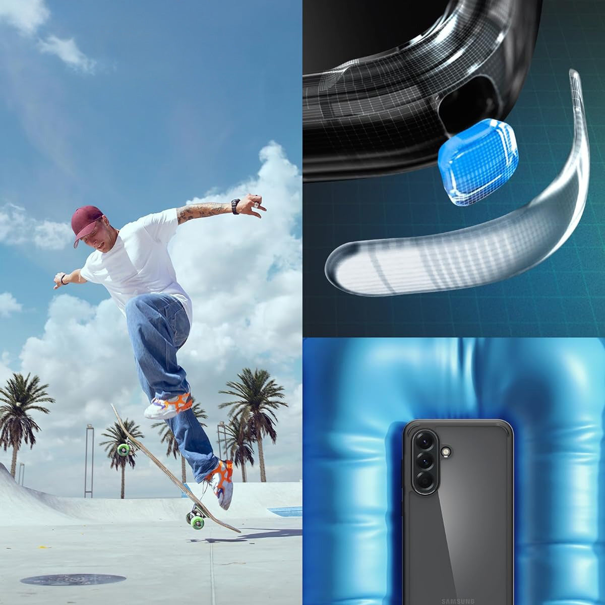 Handyhülle für Galaxy A56 5G, Spigen Ultra Hybrid, Transparent-Schwarz
