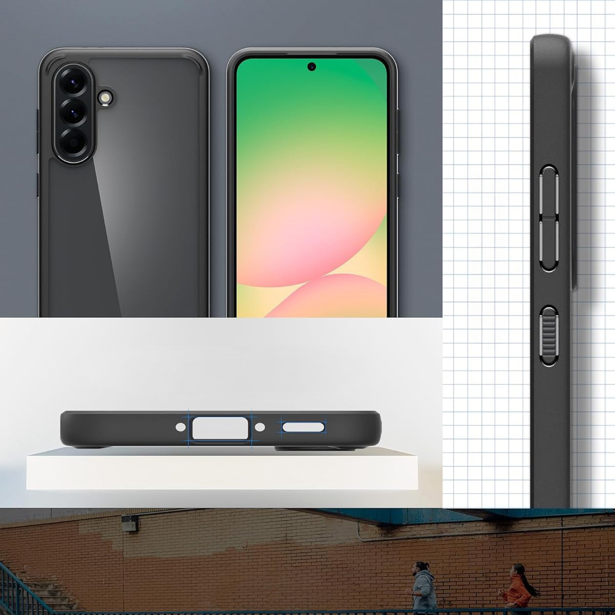 Handyhülle für Galaxy A56 5G, Spigen Ultra Hybrid, Transparent-Schwarz