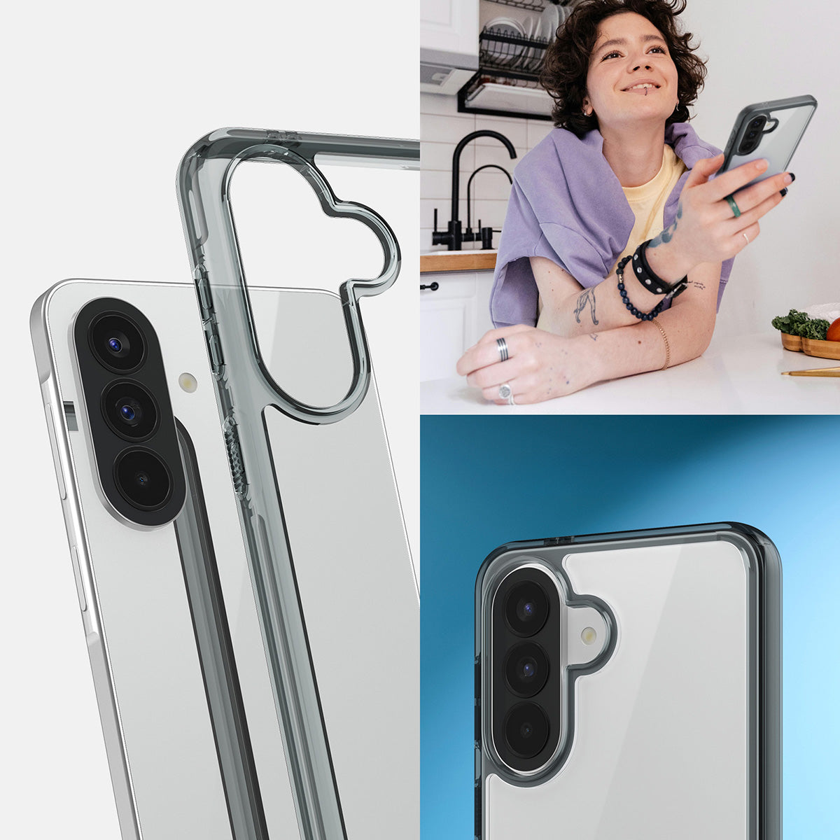 Handyhülle für Galaxy A57 5G, Spigen Ultra Hybrid, Transparent-Rauchfarben
