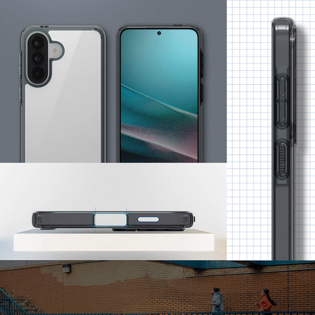Handyhülle für Galaxy A57 5G, Spigen Ultra Hybrid, Transparent-Rauchfarben