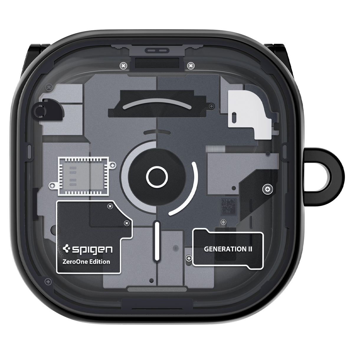 Schutzhülle für Galaxy Buds 4 / 4 Pro, Spigen Ultra Hybrid, Rauchfarben-Grau (Zero One)