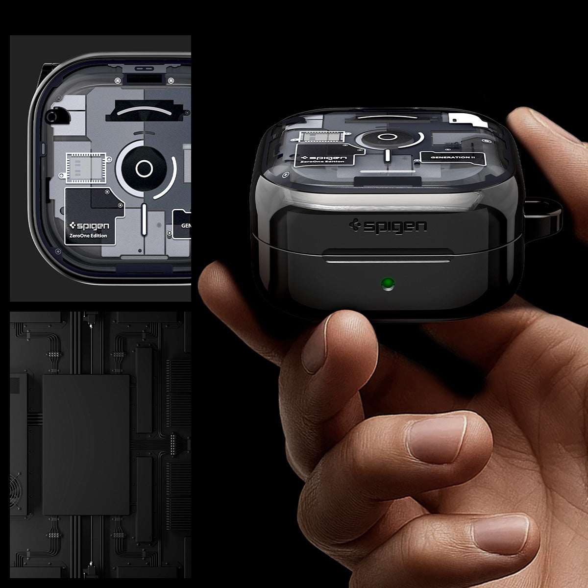 Schutzhülle für Galaxy Buds 4 / 4 Pro, Spigen Ultra Hybrid, Rauchfarben-Grau (Zero One)