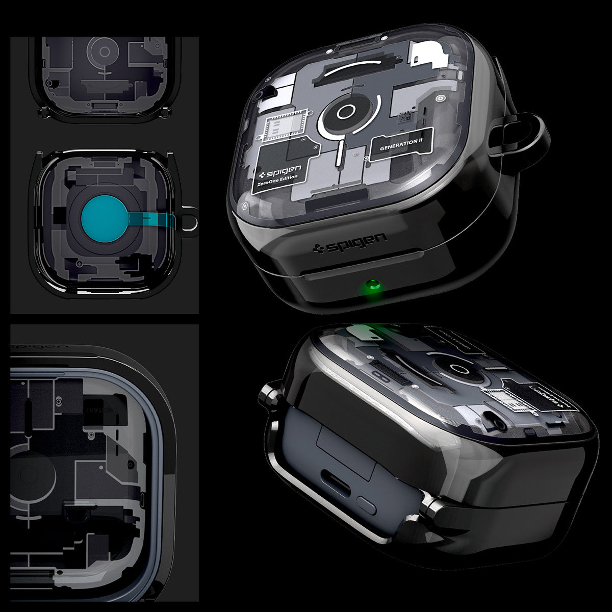 Schutzhülle für Galaxy Buds 4 / 4 Pro, Spigen Ultra Hybrid, Rauchfarben-Grau (Zero One)