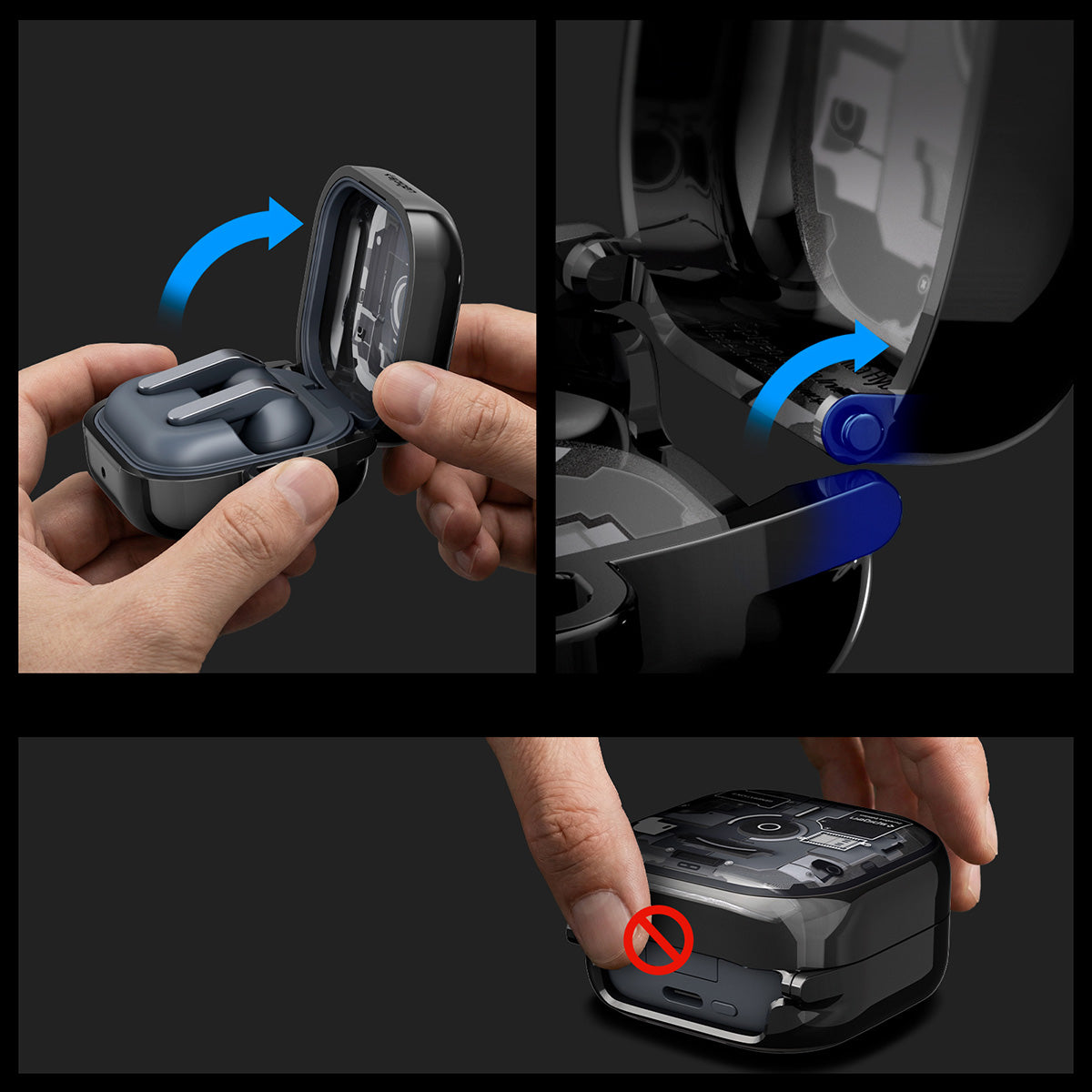 Schutzhülle für Galaxy Buds 4 / 4 Pro, Spigen Ultra Hybrid, Rauchfarben-Grau (Zero One)