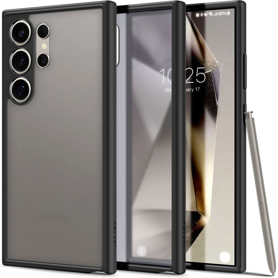 Schutzhülle für Galaxy S24 Ultra, Spigen Ultra Hybrid, Durchscheinend-Schwarz