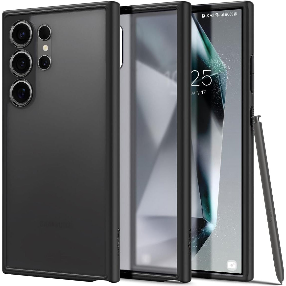 Schutzhülle für Galaxy S24 Ultra, Spigen Ultra Hybrid, Durchscheinend-Schwarz