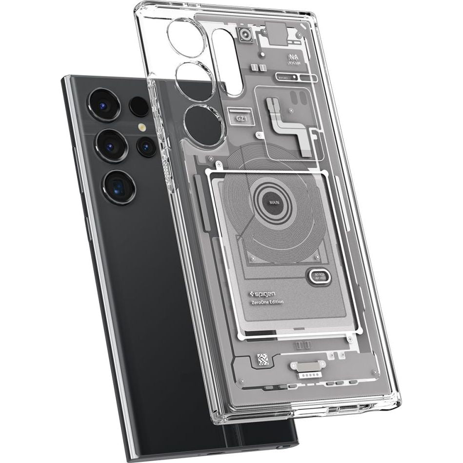 Schutzhülle für Galaxy S24 Ultra, Spigen Ultra Hybrid, Weiß-Grau (Zero One)