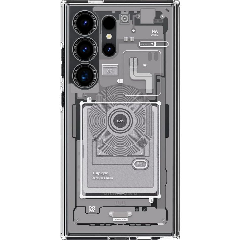 Schutzhülle für Galaxy S24 Ultra, Spigen Ultra Hybrid, Weiß-Grau (Zero One)