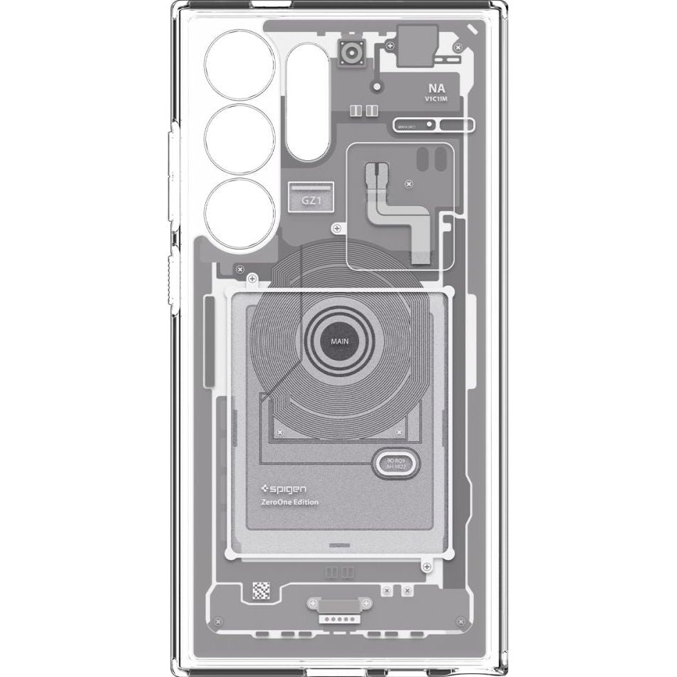 Schutzhülle für Galaxy S24 Ultra, Spigen Ultra Hybrid, Weiß-Grau (Zero One)