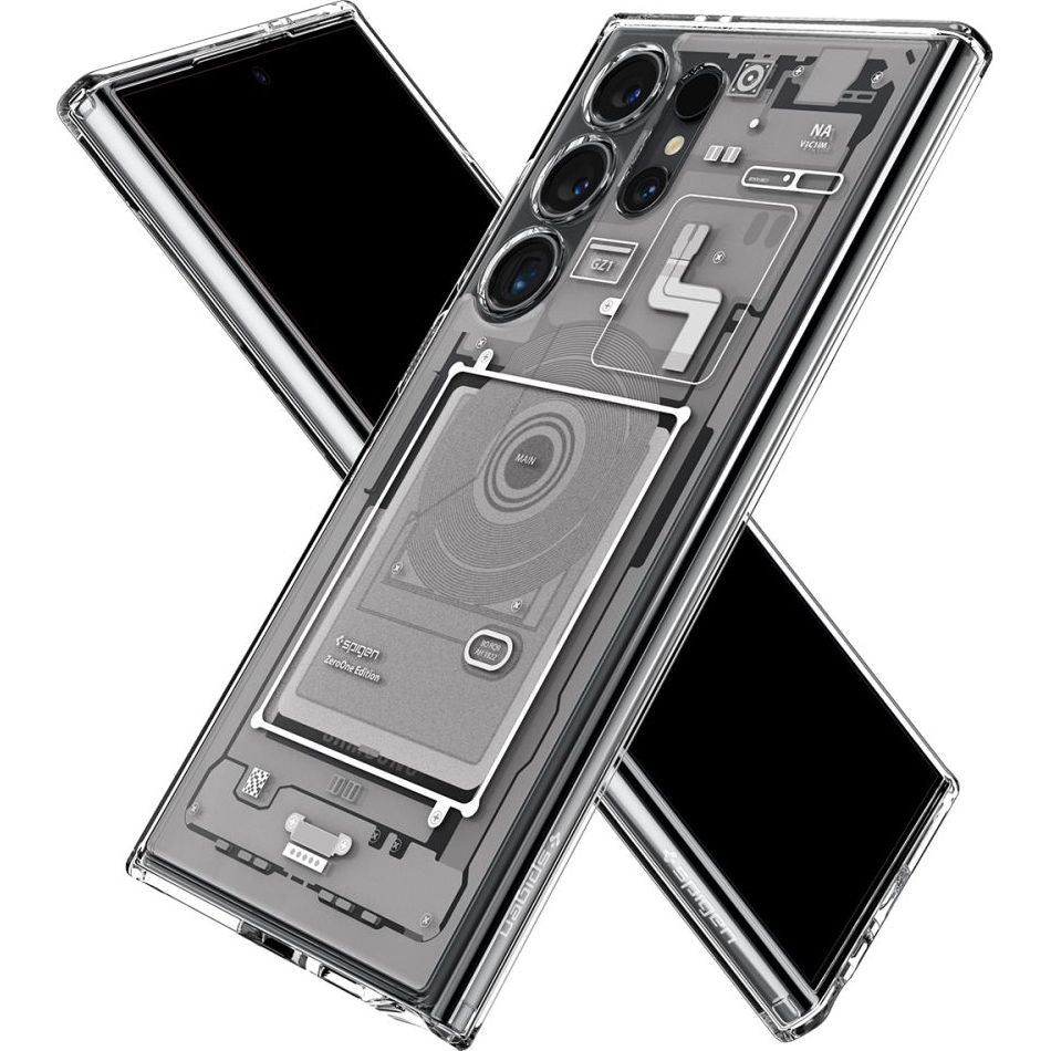 Schutzhülle für Galaxy S24 Ultra, Spigen Ultra Hybrid, Weiß-Grau (Zero One)