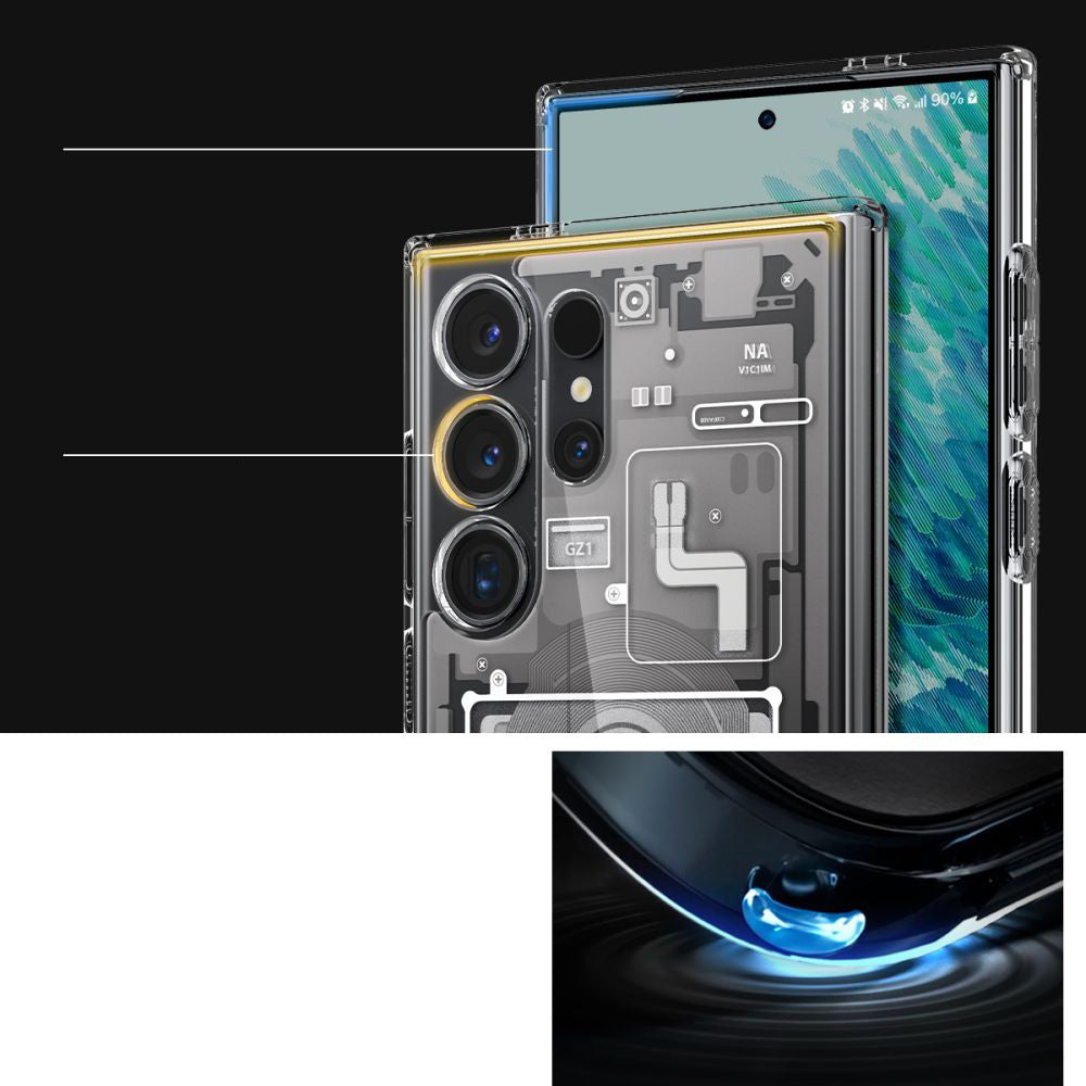 Schutzhülle für Galaxy S24 Ultra, Spigen Ultra Hybrid, Weiß-Grau (Zero One)