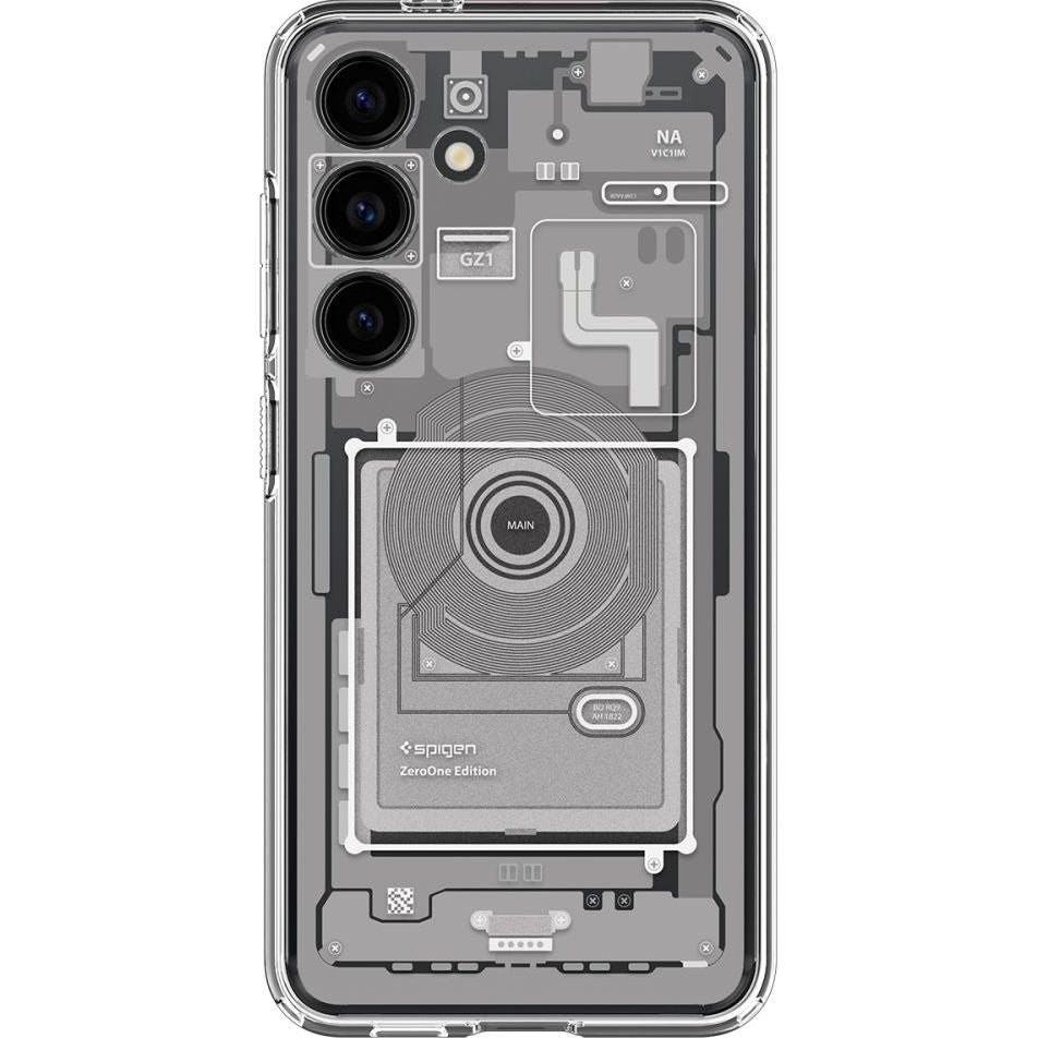 Schutzhülle für Galaxy S24, Spigen Ultra Hybrid, Weiß-Grau (Zero One)