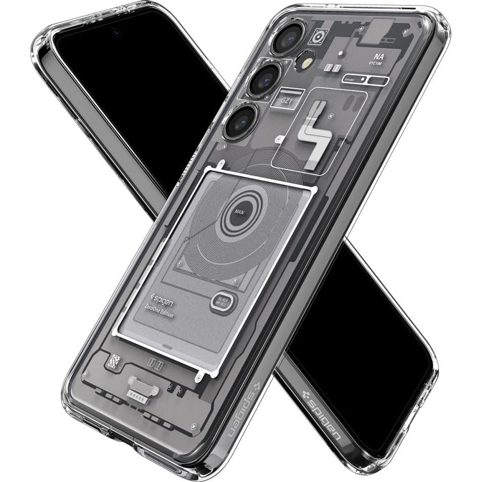 Schutzhülle für Galaxy S24, Spigen Ultra Hybrid, Weiß-Grau (Zero One)