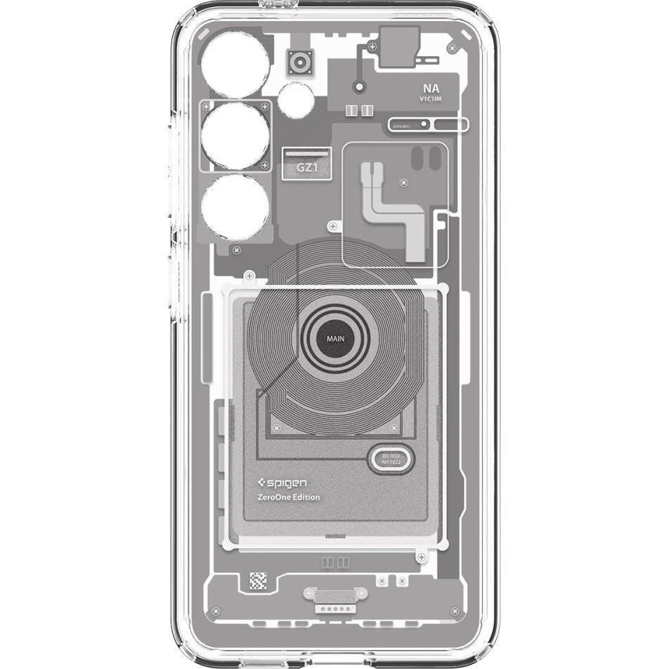 Schutzhülle für Galaxy S24, Spigen Ultra Hybrid, Weiß-Grau (Zero One)