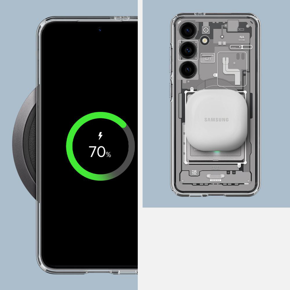 Schutzhülle für Galaxy S24, Spigen Ultra Hybrid, Weiß-Grau (Zero One)