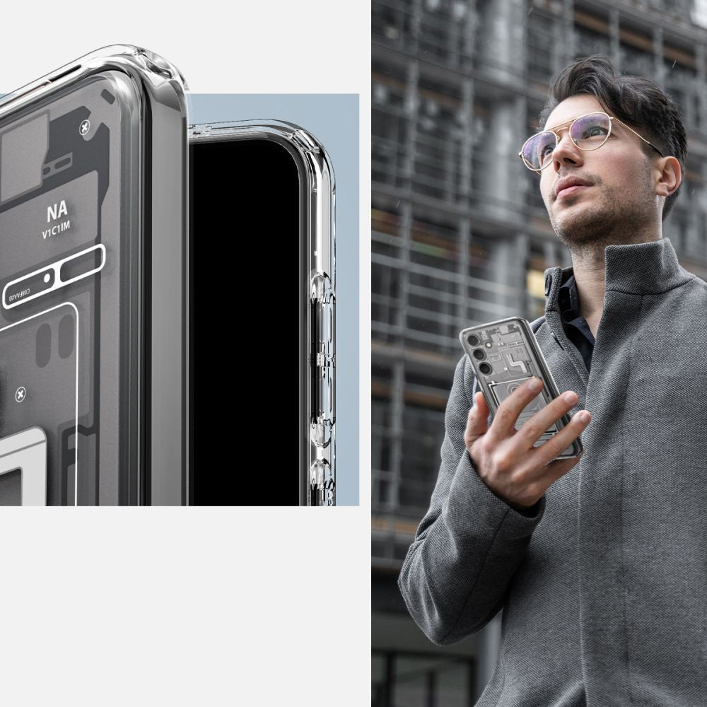 Schutzhülle für Galaxy S24, Spigen Ultra Hybrid, Weiß-Grau (Zero One)
