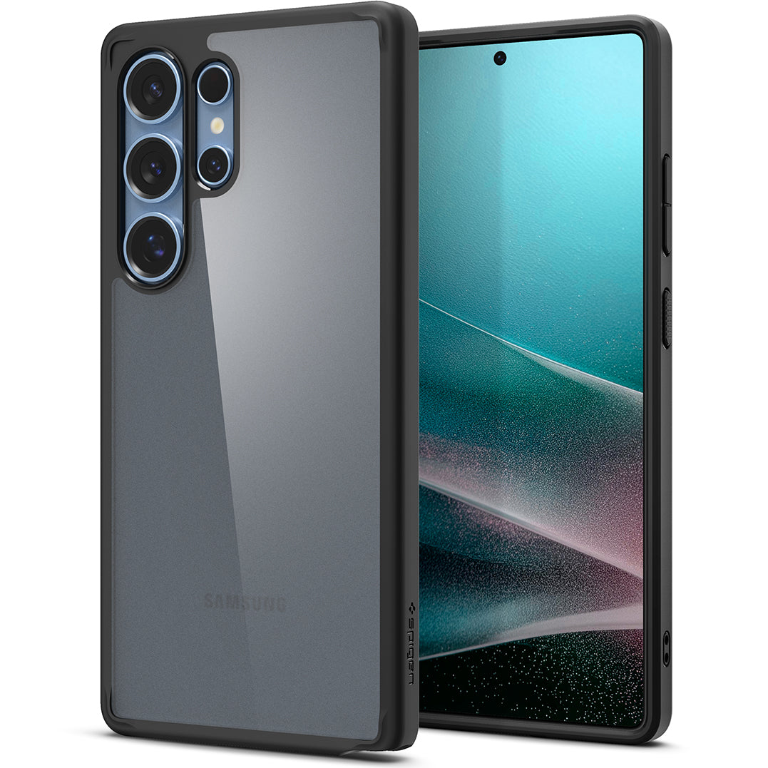Handyhülle für Galaxy S25 Ultra, Spigen Ultra Hybrid, Durchscheinend-Schwarz