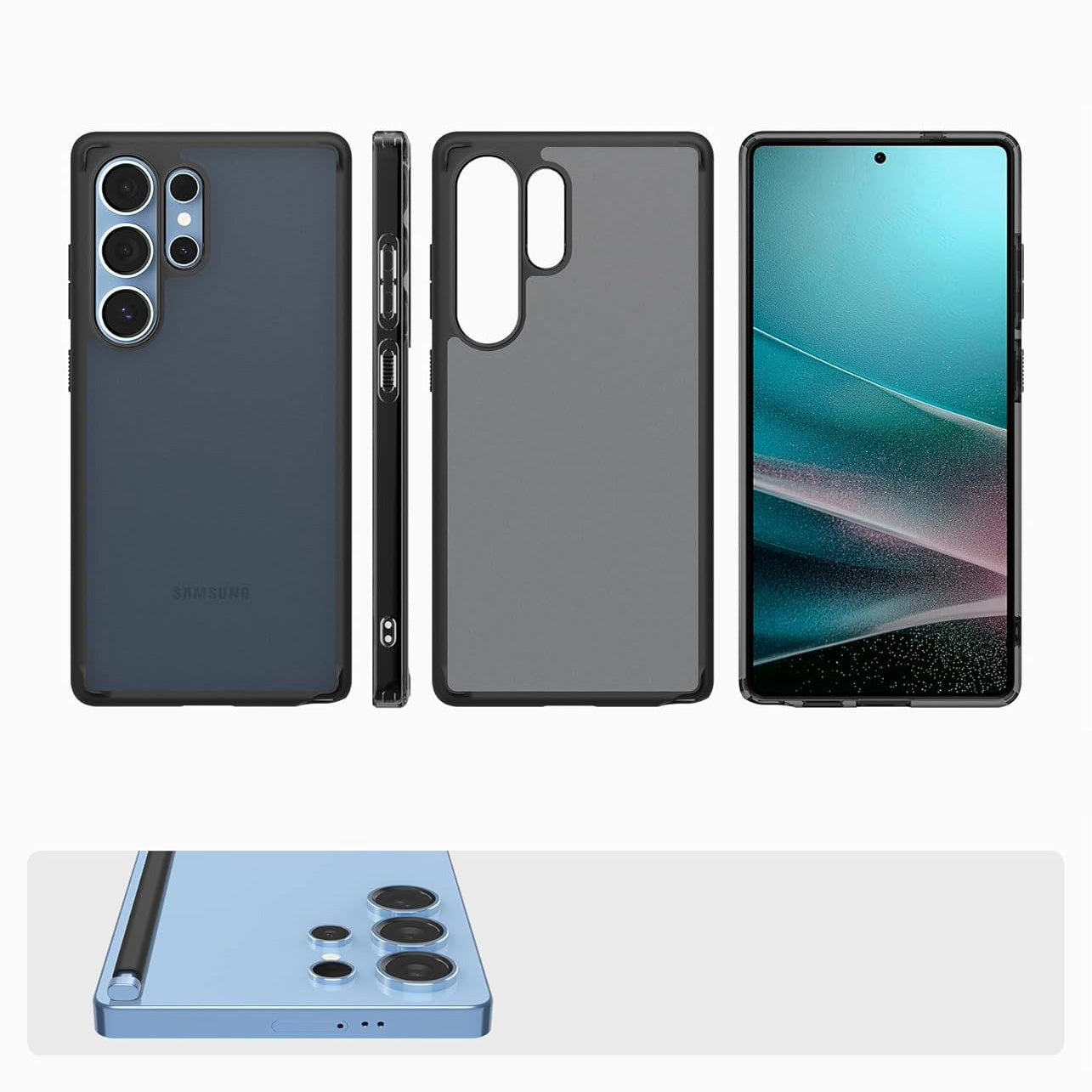 Handyhülle für Galaxy S25 Ultra, Spigen Ultra Hybrid, Durchscheinend-Schwarz