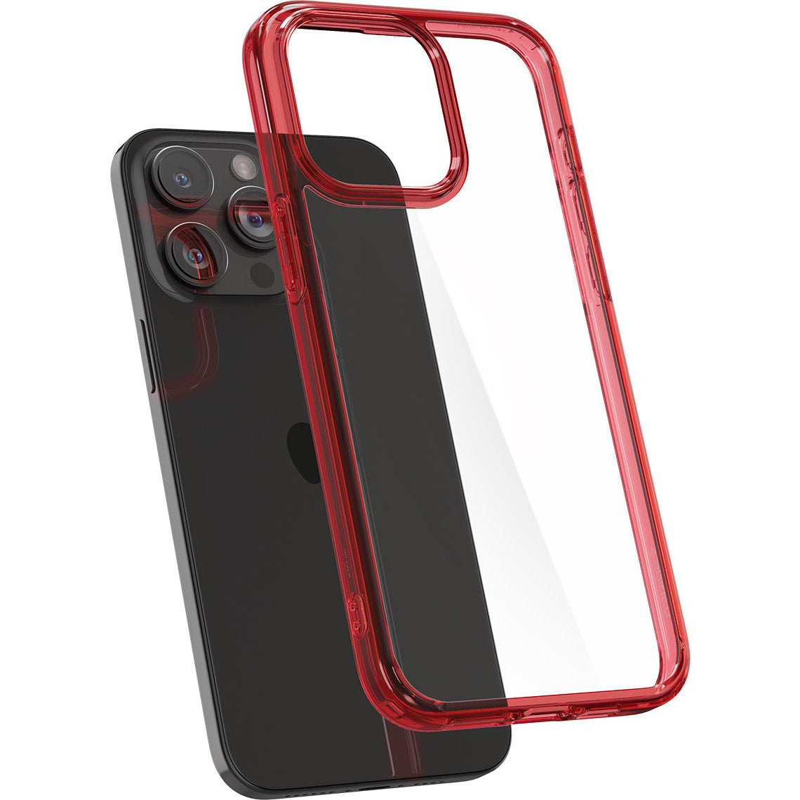Schutzhülle Spigen Ultra Hybrid für Apple iPhone 15 Pro, Transparent-Rot