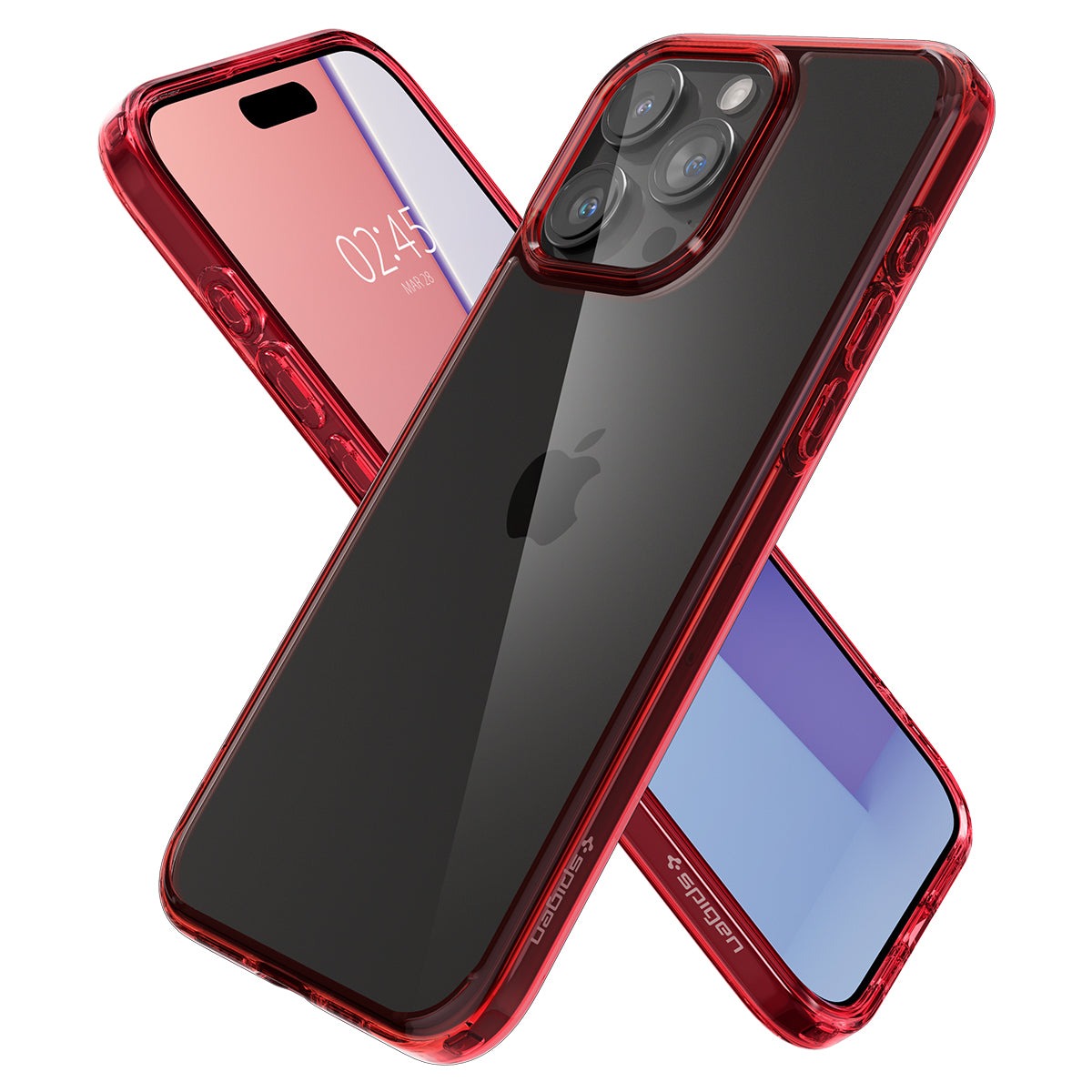 Schutzhülle Spigen Ultra Hybrid für Apple iPhone 15 Pro, Transparent-Rot
