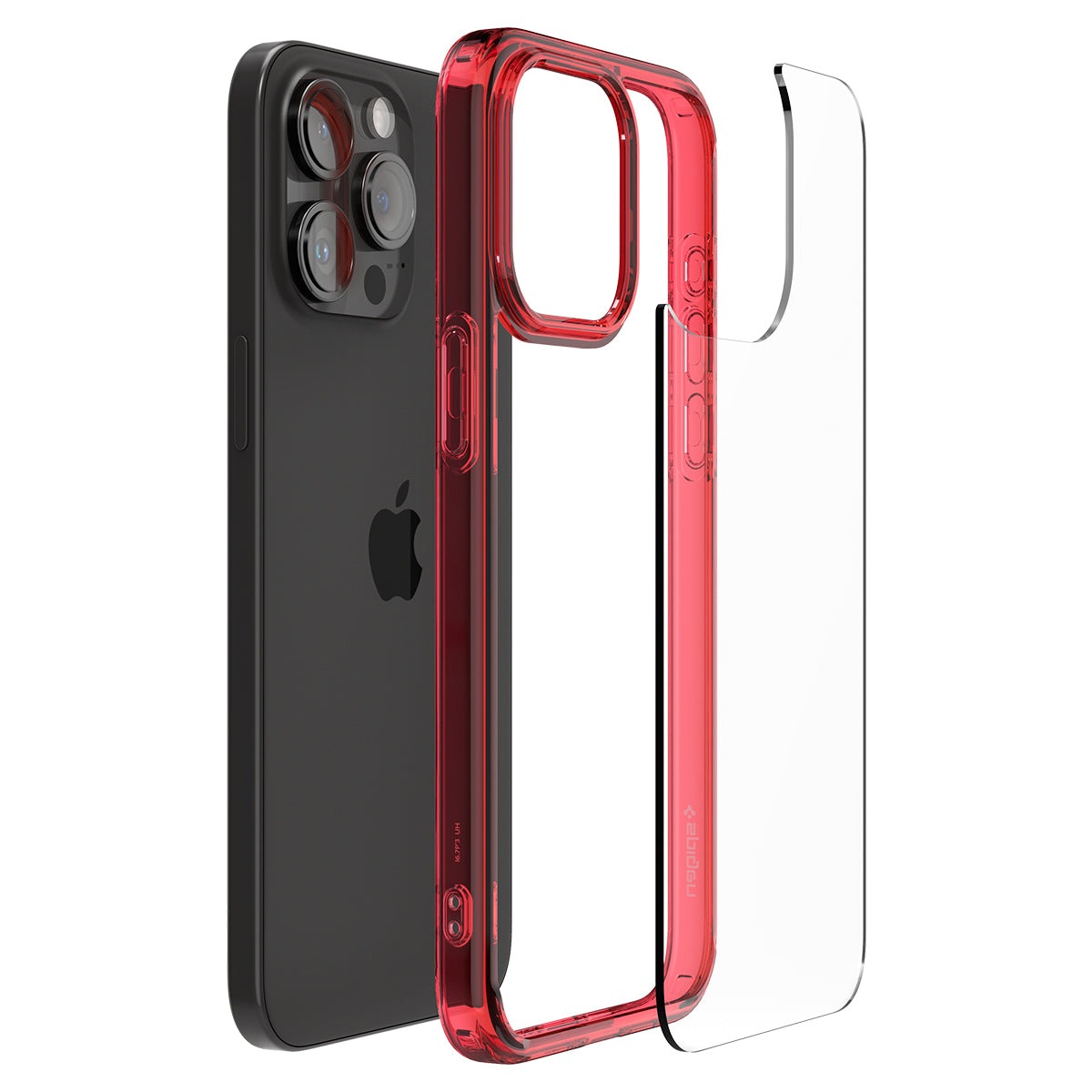 Schutzhülle Spigen Ultra Hybrid für Apple iPhone 15 Pro, Transparent-Rot