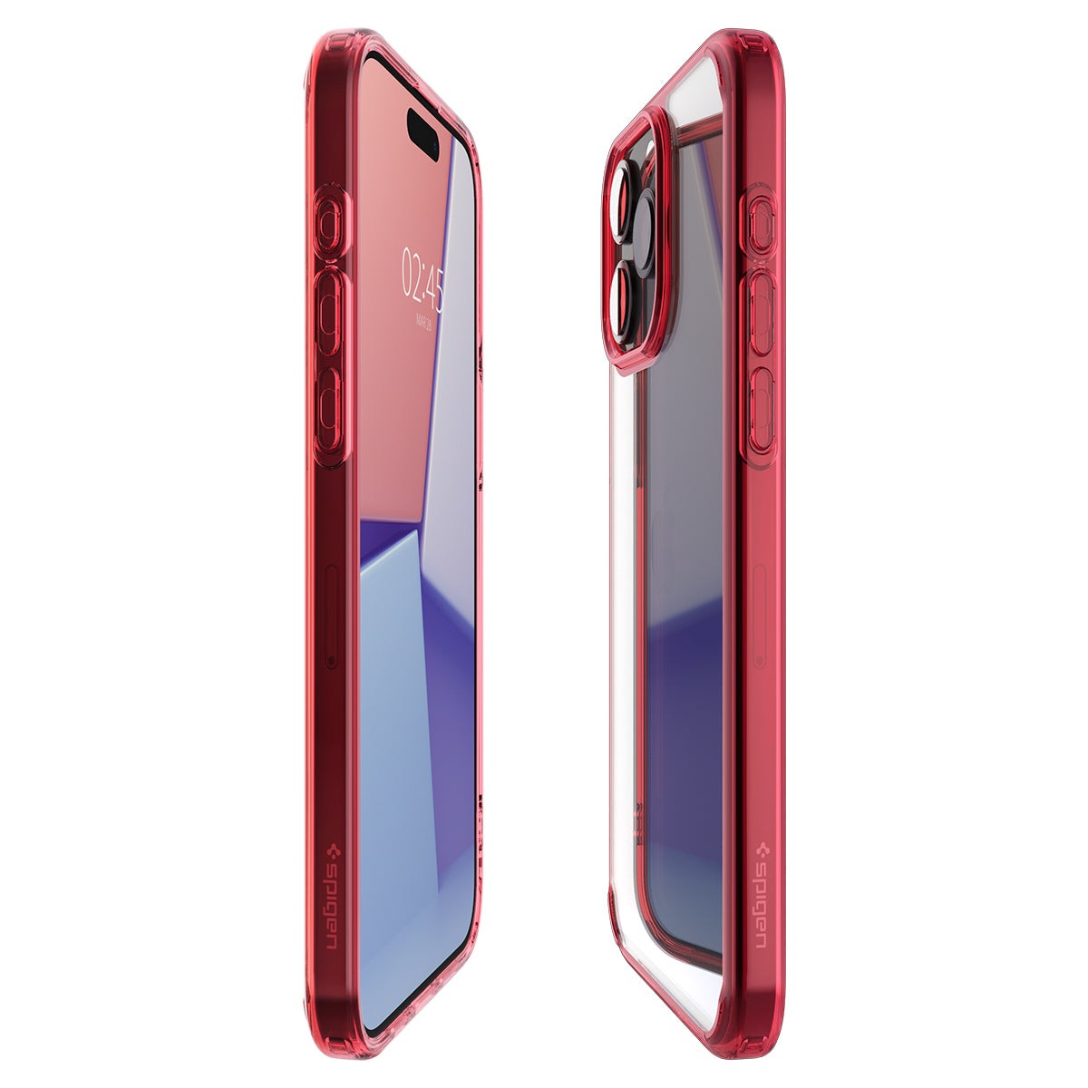 Schutzhülle Spigen Ultra Hybrid für Apple iPhone 15 Pro, Transparent-Rot