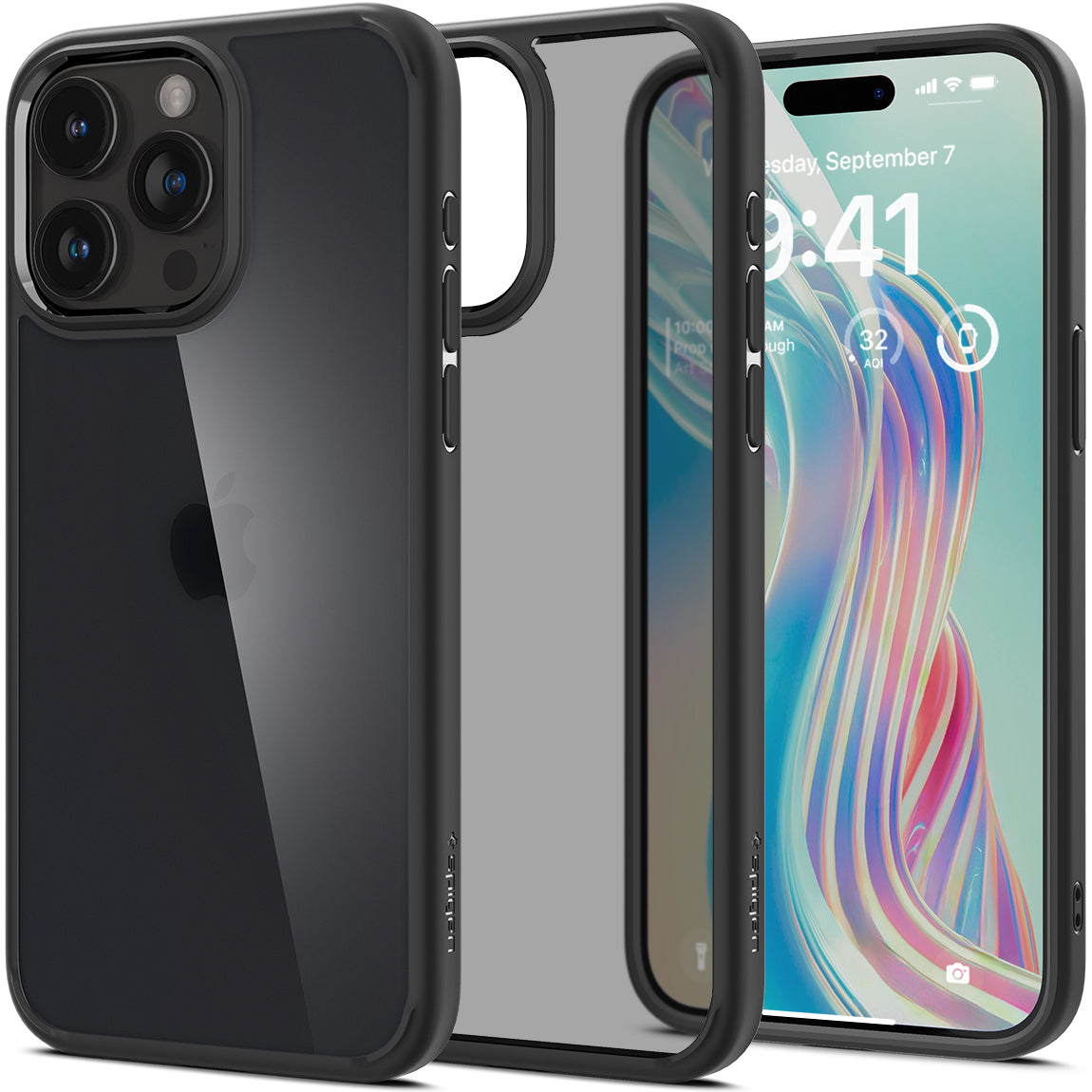 Schutzhülle Spigen Ultra Hybrid für Apple iPhone 15 Pro, Durchscheinend-Schwarz