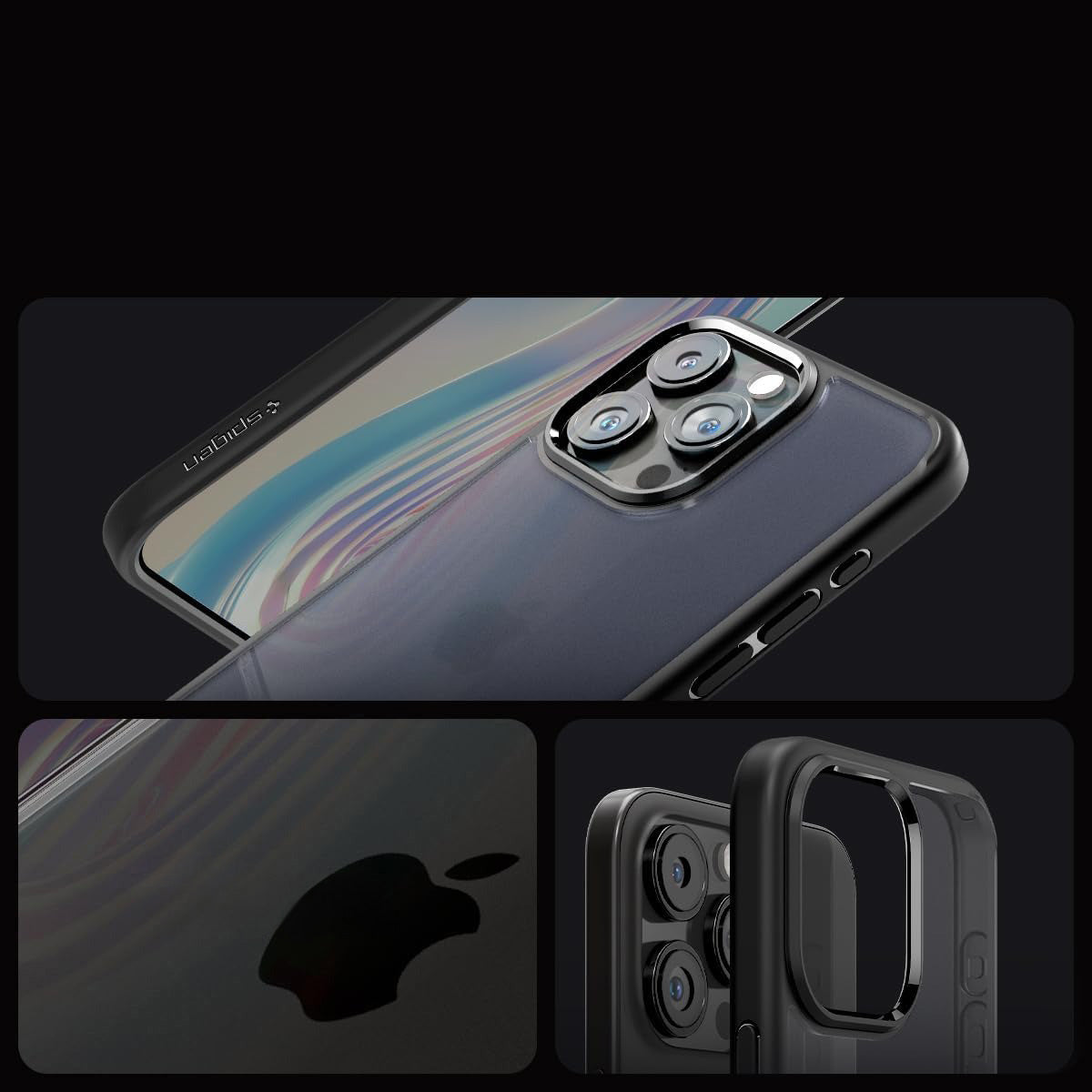 Schutzhülle Spigen Ultra Hybrid für Apple iPhone 15 Pro Max, Durchscheinend-Schwarz