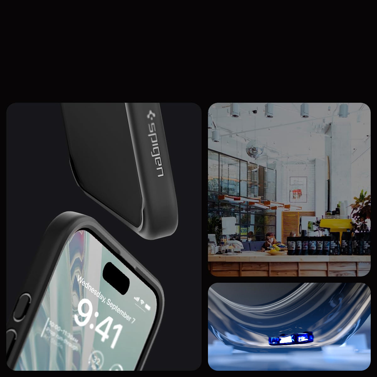 Schutzhülle Spigen Ultra Hybrid für Apple iPhone 15 Pro Max, Durchscheinend-Schwarz