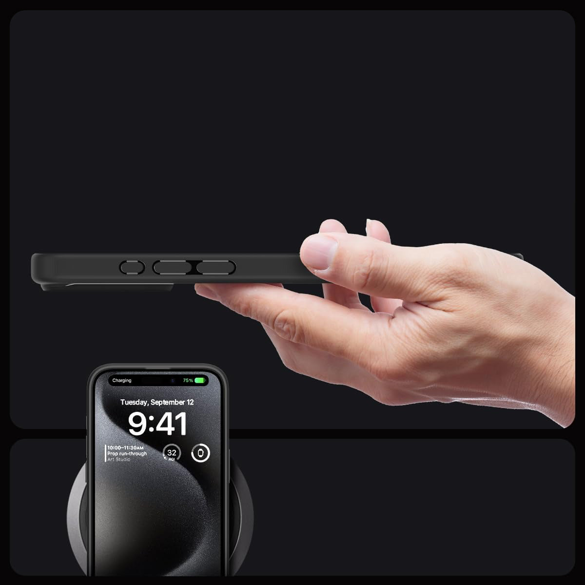 Schutzhülle Spigen Ultra Hybrid für Apple iPhone 15 Pro Max, Durchscheinend-Schwarz