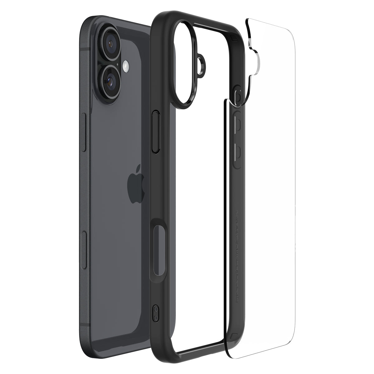 Handyhülle für iPhone 16, Spigen Ultra Hybrid, Transparent-Schwarz
