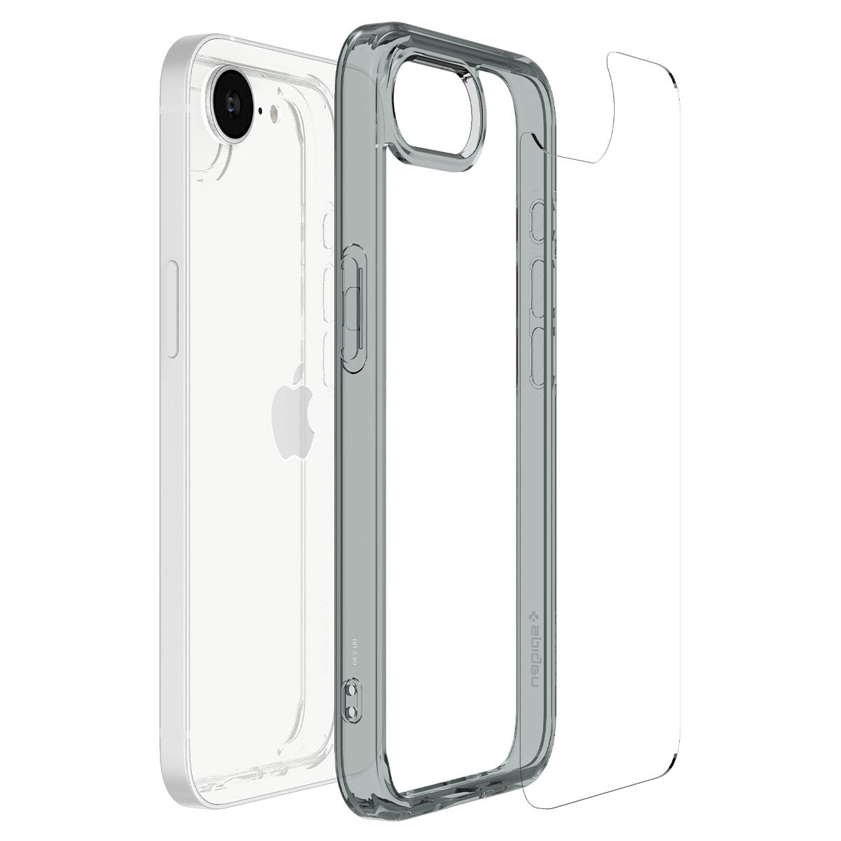 Handyhülle für iPhone 17e / 16e, Spigen Ultra Hybrid, Transparent-Rauchfarben