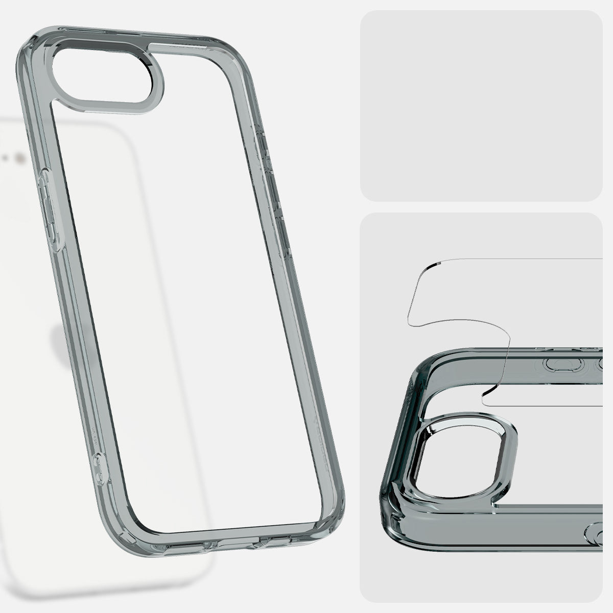 Handyhülle für iPhone 17e / 16e, Spigen Ultra Hybrid, Transparent-Rauchfarben