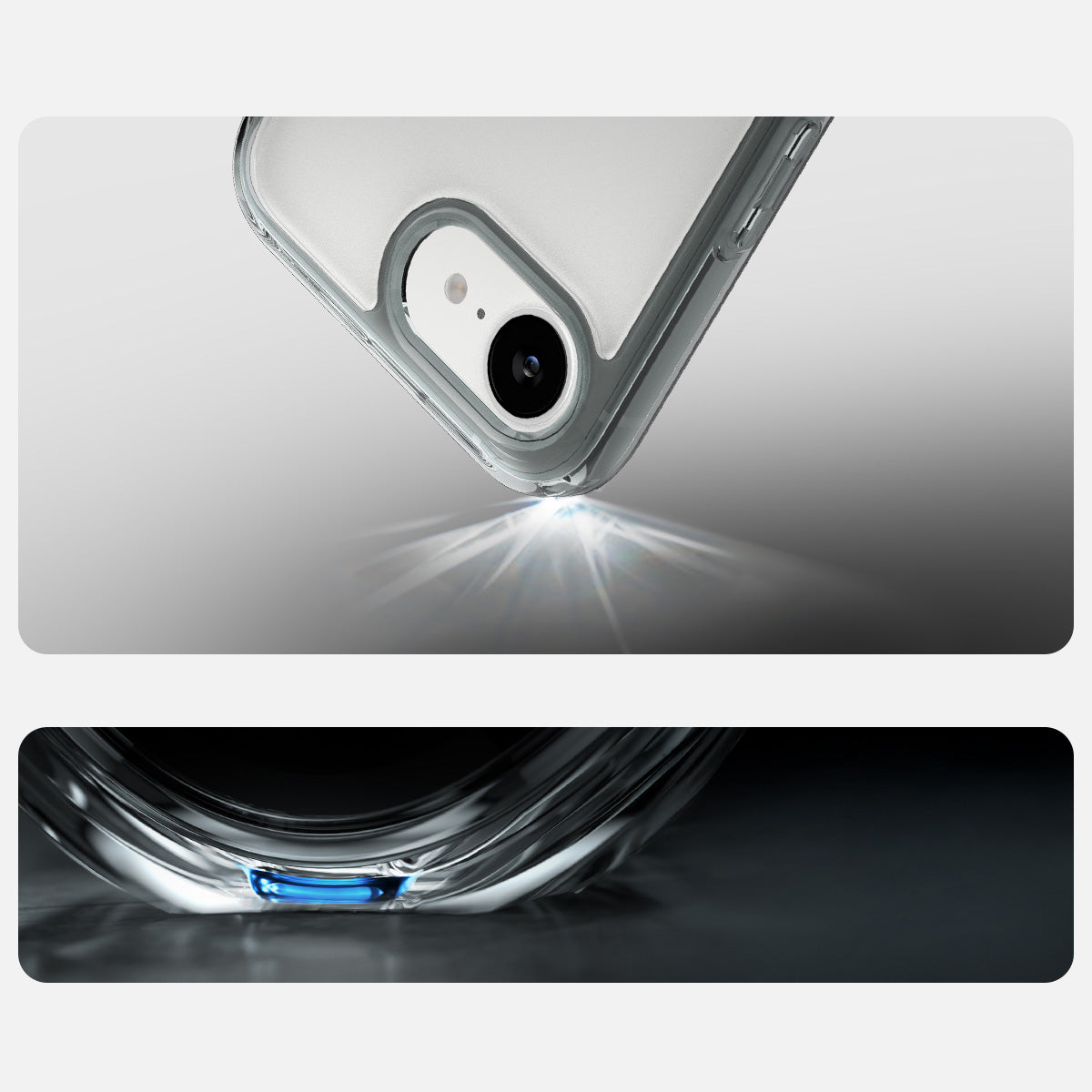 Handyhülle für iPhone 17e / 16e, Spigen Ultra Hybrid, Transparent-Rauchfarben