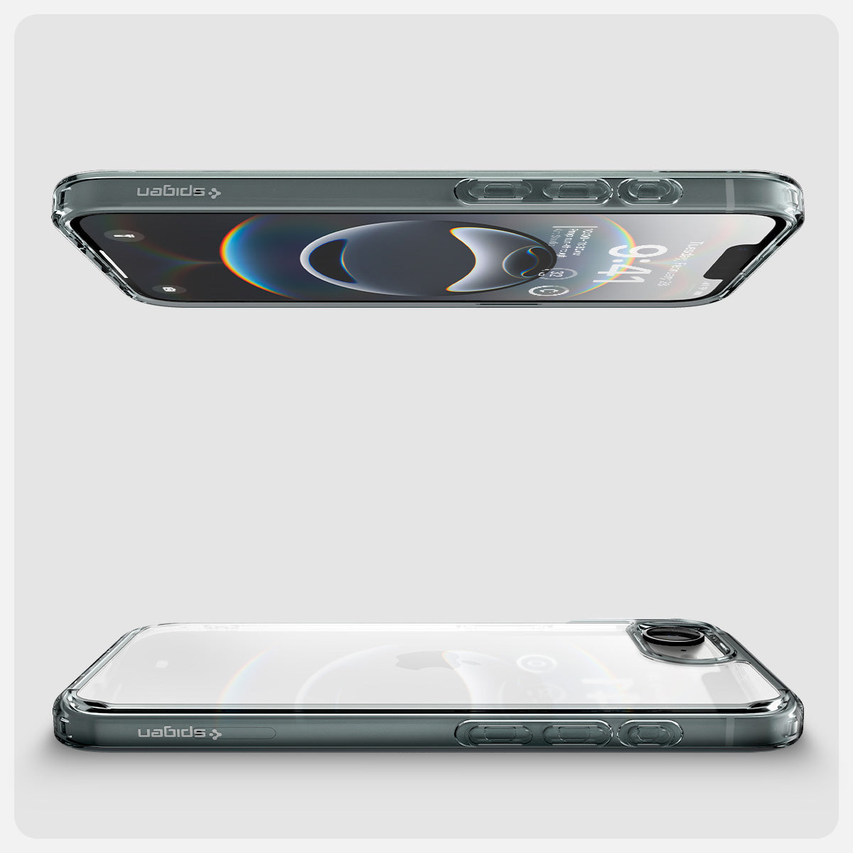 Handyhülle für iPhone 17e / 16e, Spigen Ultra Hybrid, Transparent-Rauchfarben