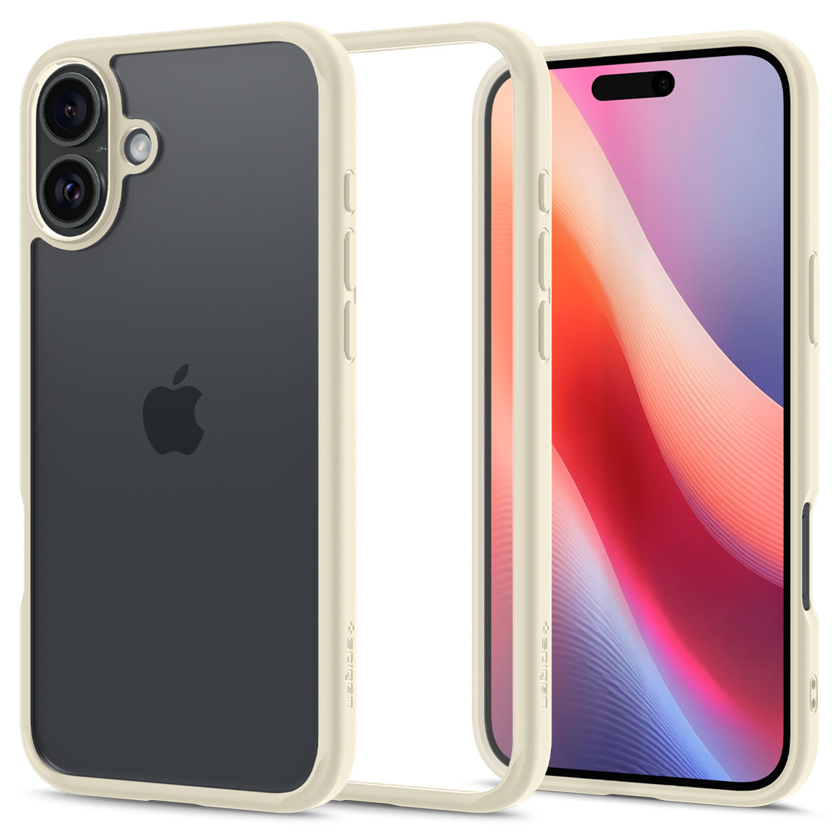 Handyhülle für iPhone 16 Plus, Spigen Ultra Hybrid, Transparent-Beige