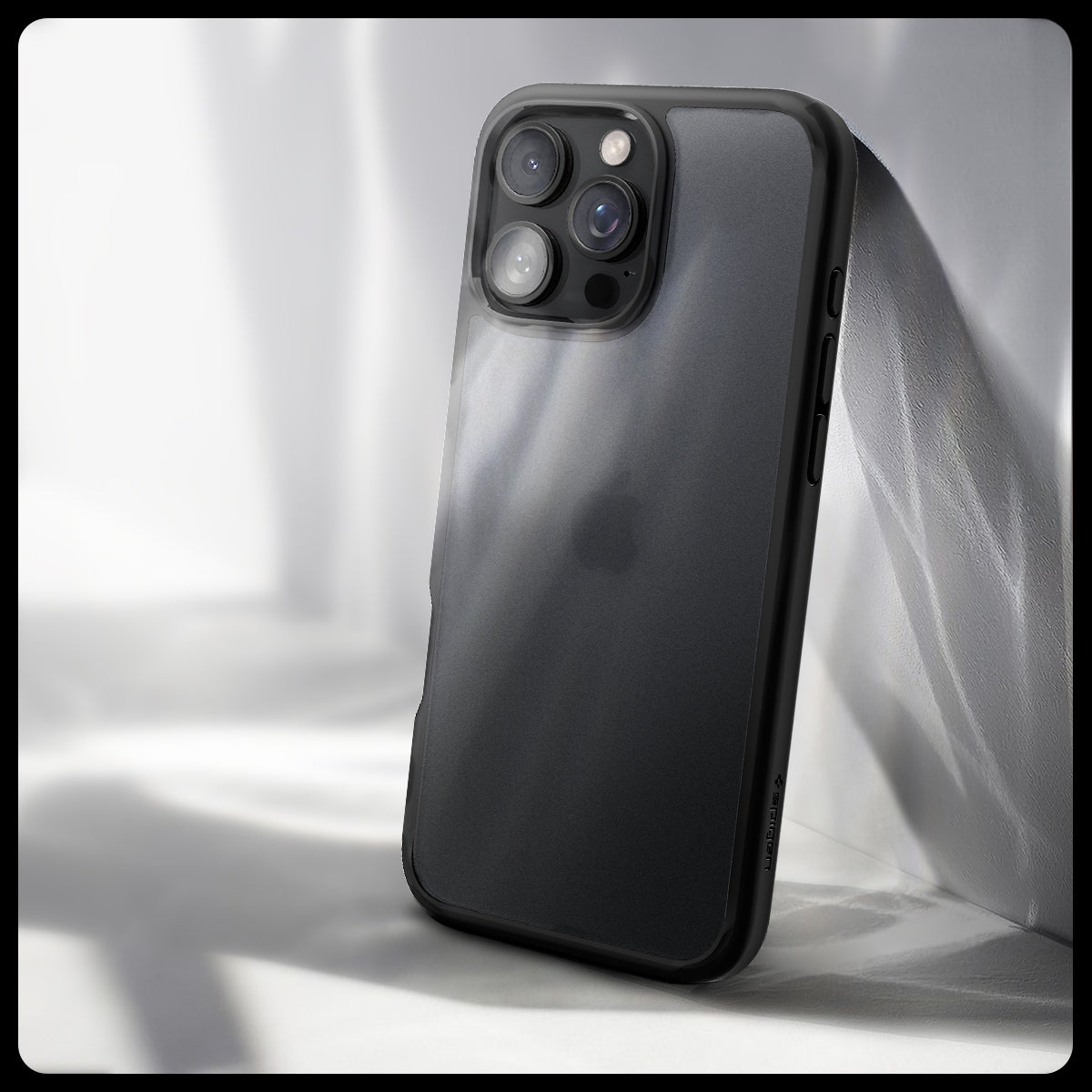 Handyhülle für iPhone 16 Pro, Spigen Ultra Hybrid, Durchscheinend-Schwarz