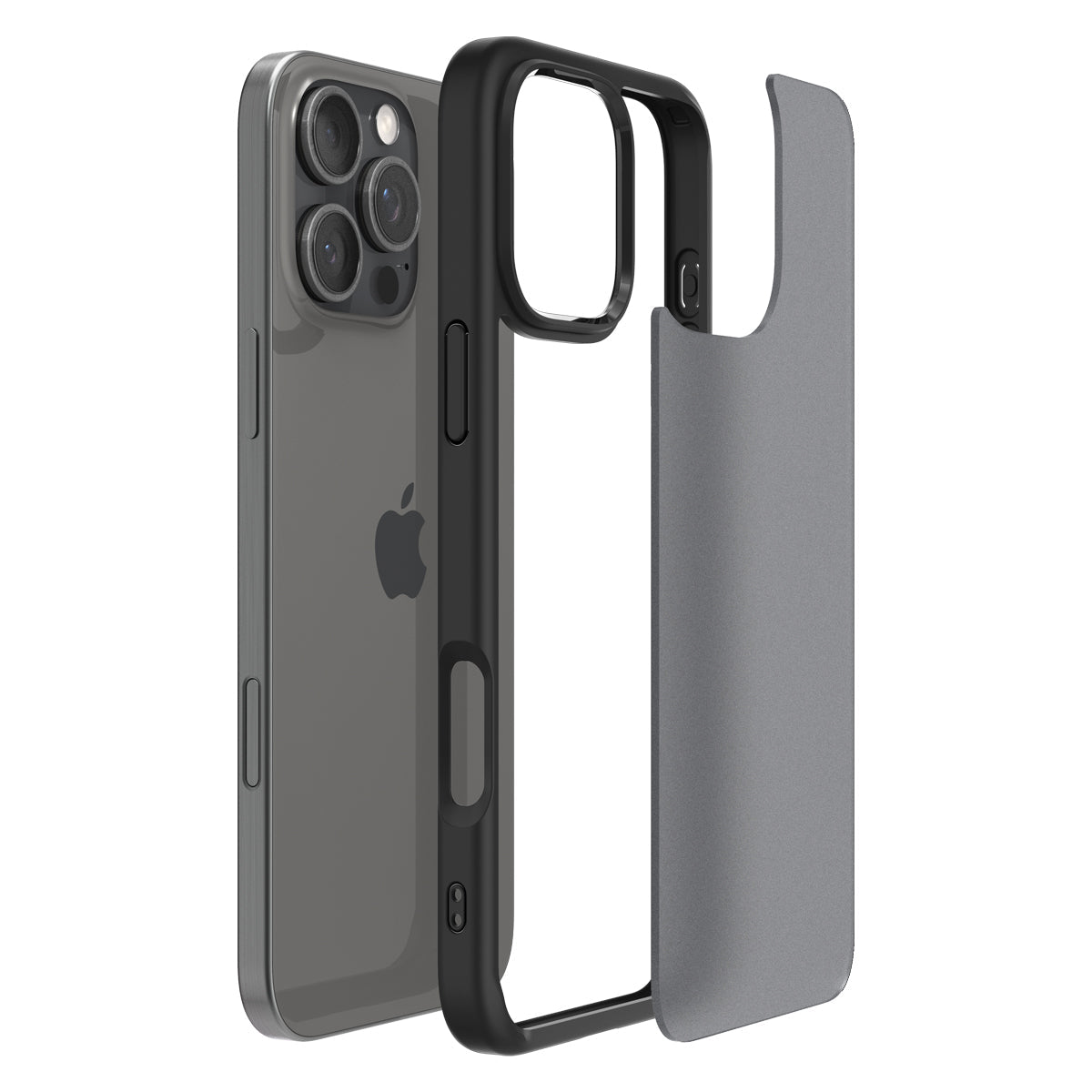 Handyhülle für iPhone 16 Pro, Spigen Ultra Hybrid, Durchscheinend-Schwarz