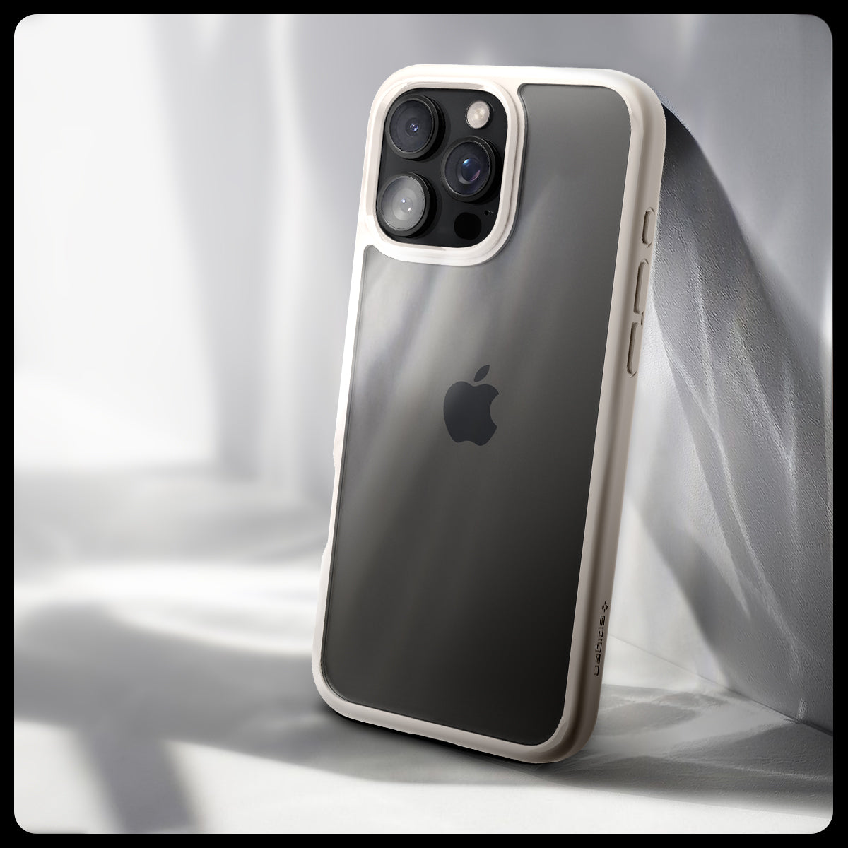 Handyhülle für iPhone 16 Pro, Spigen Ultra Hybrid, Transparent-Beige