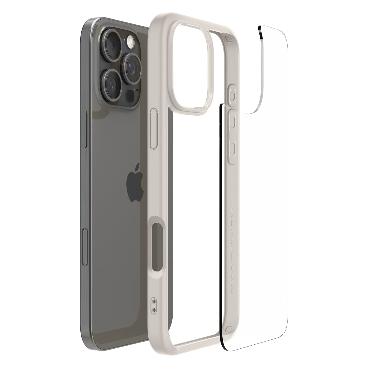 Handyhülle für iPhone 16 Pro, Spigen Ultra Hybrid, Transparent-Beige