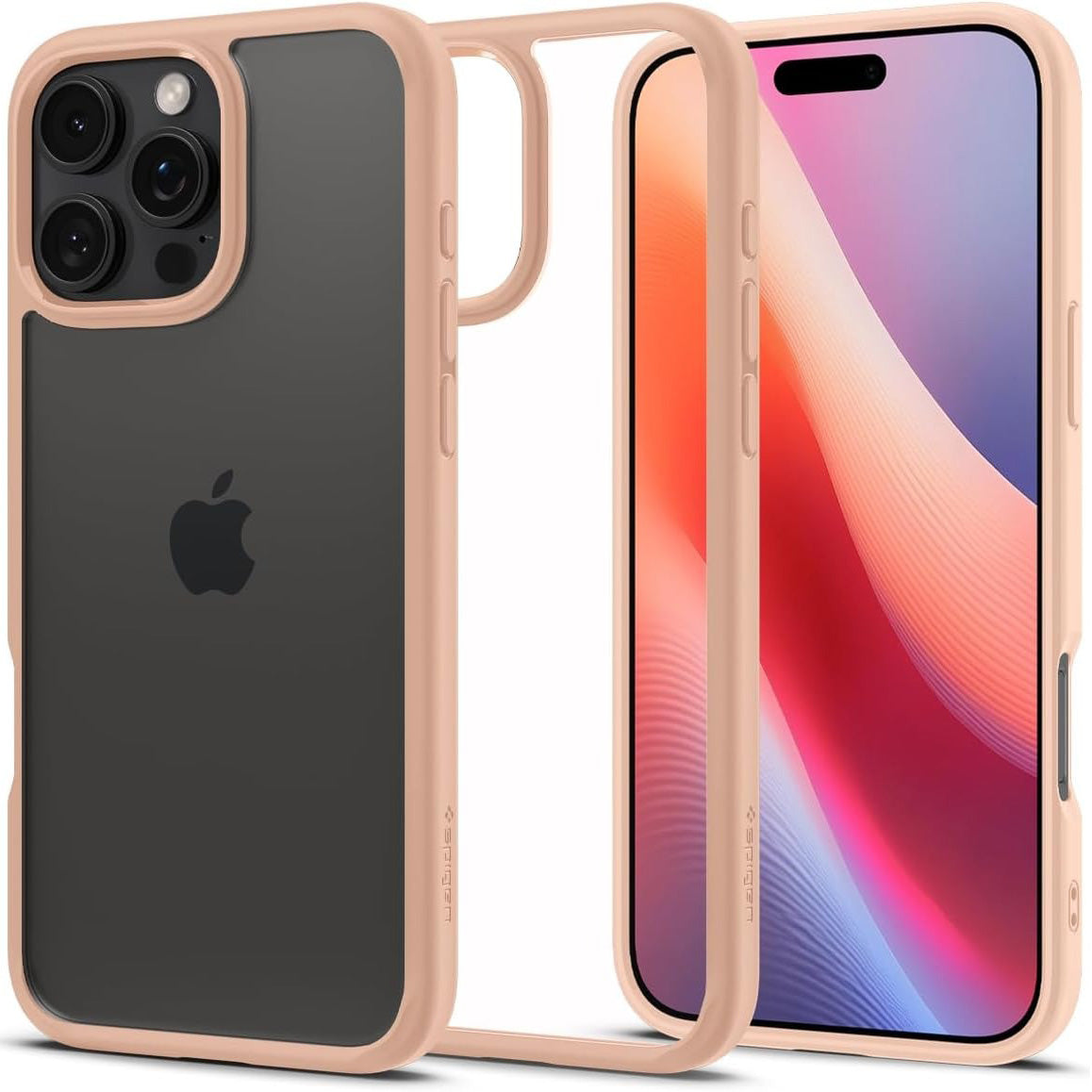 Handyhülle für iPhone 16 Pro, Spigen Ultra Hybrid, Transparent-Rosa