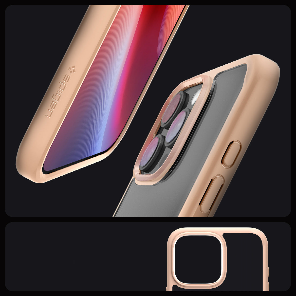 Handyhülle für iPhone 16 Pro, Spigen Ultra Hybrid, Transparent-Rosa
