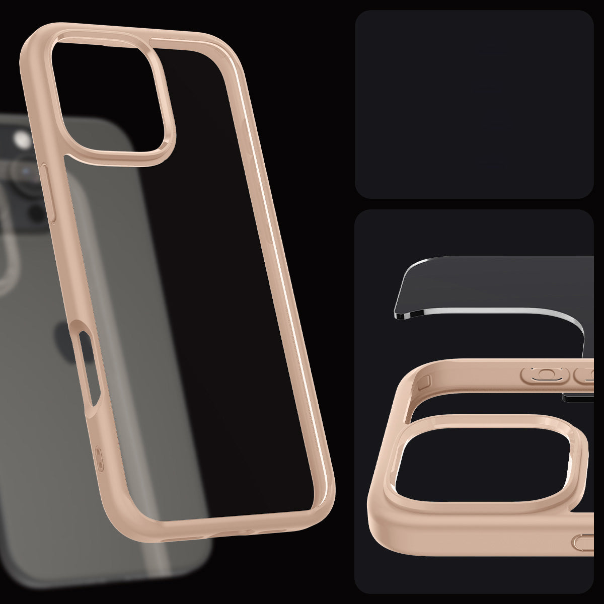 Handyhülle für iPhone 16 Pro, Spigen Ultra Hybrid, Transparent-Rosa