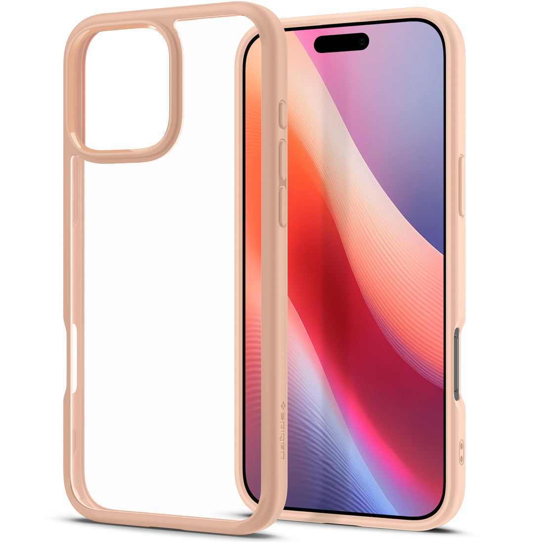 Handyhülle für iPhone 16 Pro, Spigen Ultra Hybrid, Transparent-Rosa