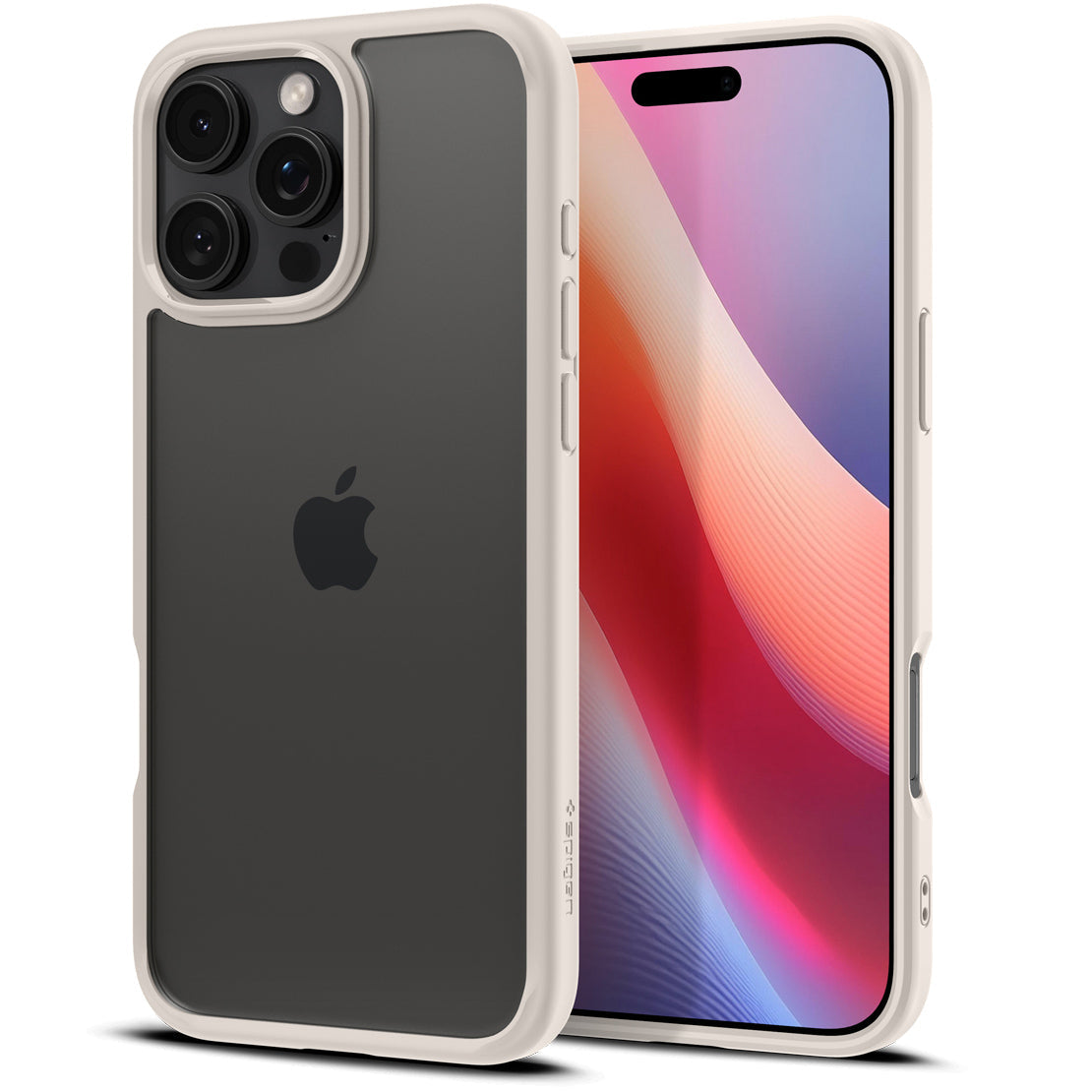 Handyhülle für iPhone 16 Pro Max, Spigen Ultra Hybrid, Transparent-Beige