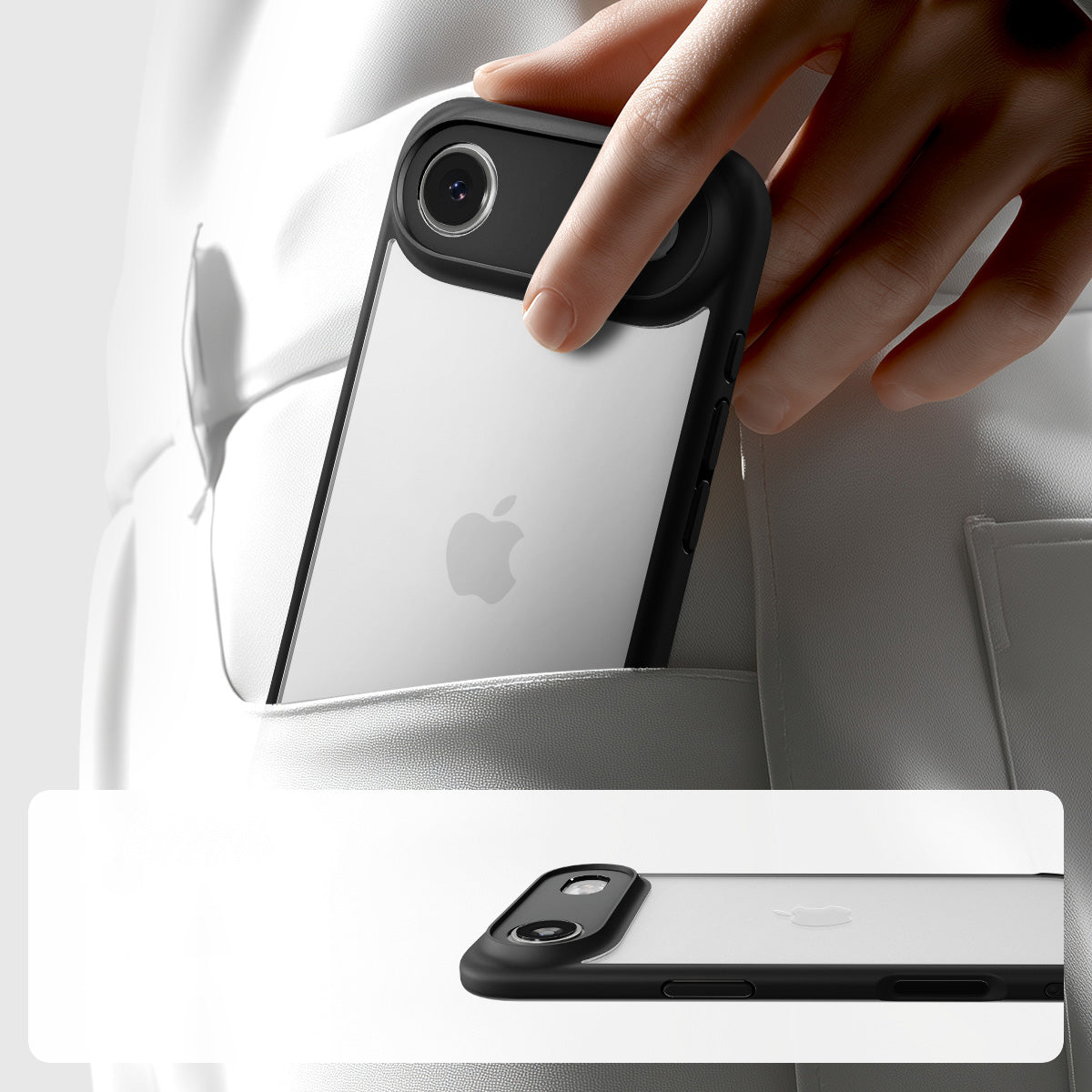 Handyhülle für iPhone Air, Spigen Ultra Hybrid, Transparent-Schwarz