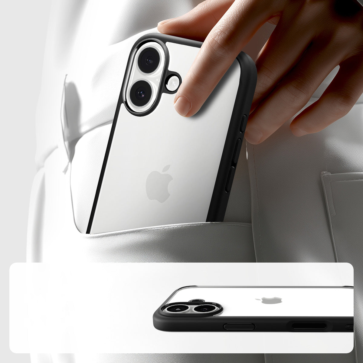 Handyhülle für iPhone 17, Spigen Ultra Hybrid, Transparent-Schwarz