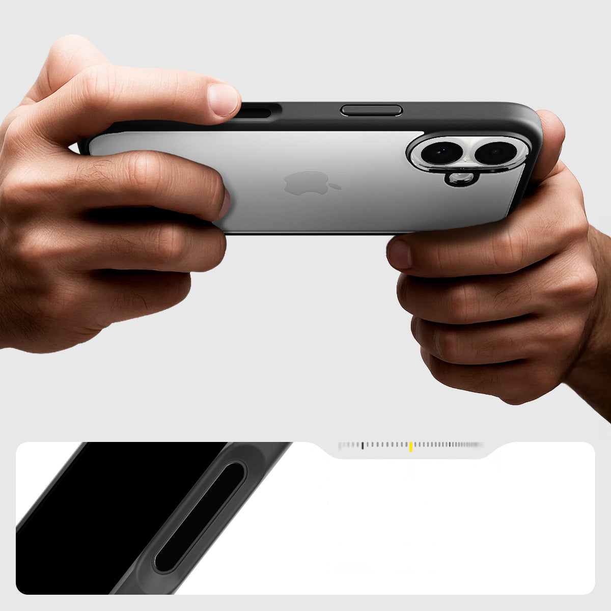 Handyhülle für iPhone 17, Spigen Ultra Hybrid, Transparent-Schwarz