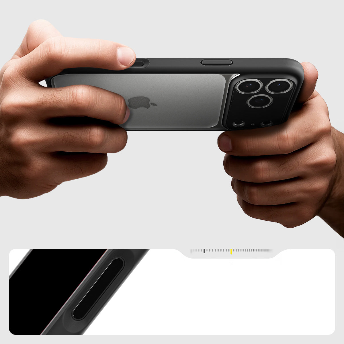 Handyhülle für iPhone 17 Pro, Spigen Ultra Hybrid, Transparent-Schwarz