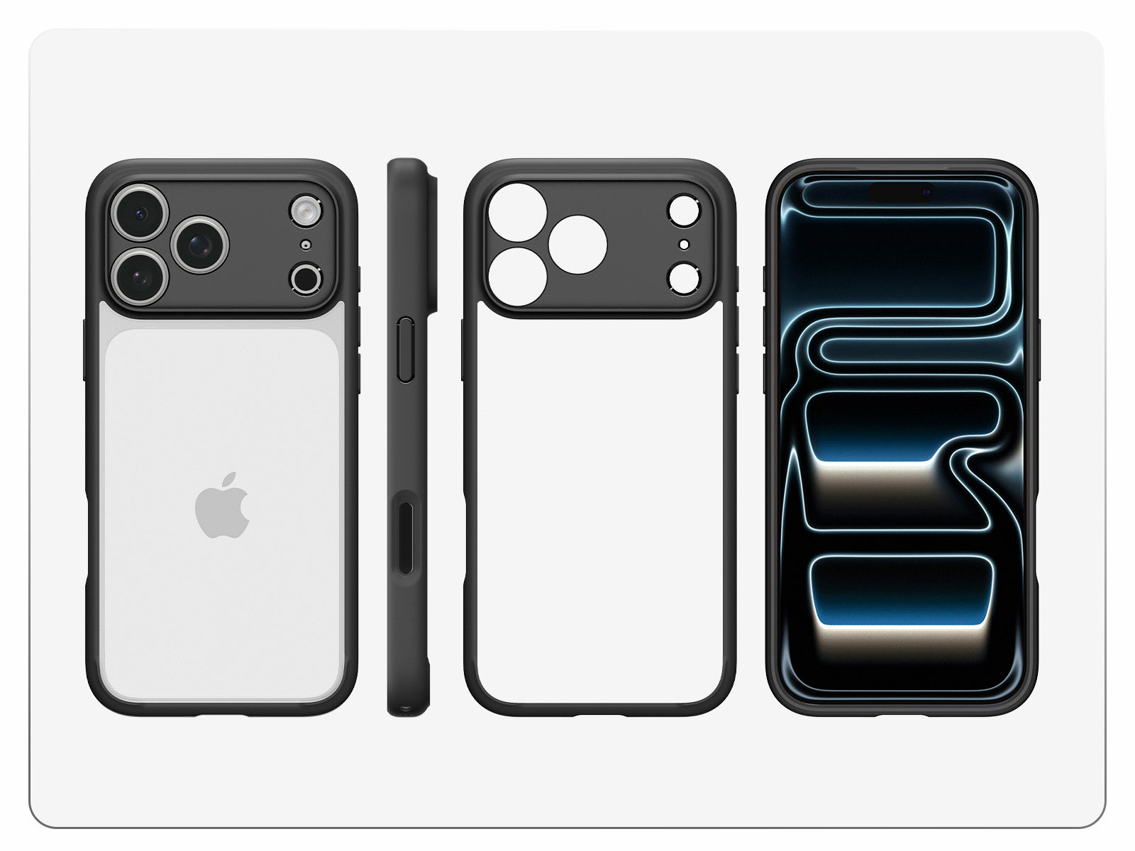 Handyhülle für iPhone 18 Pro Max, Spigen Ultra Hybrid, Transparent-Schwarz (3/13)